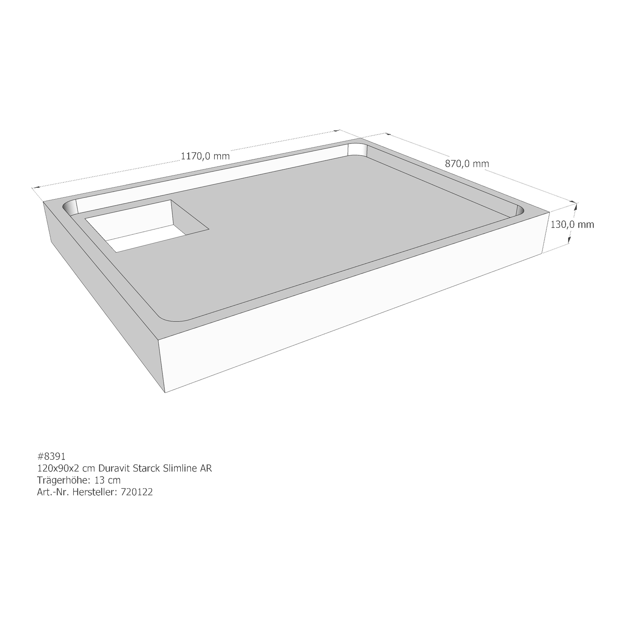Duschwannenträger für Duravit Starck Slimline 120 × 90 × 2 cm Duschwannenträger für Duravit Starck Slimline 120 × 90 × 2 cm