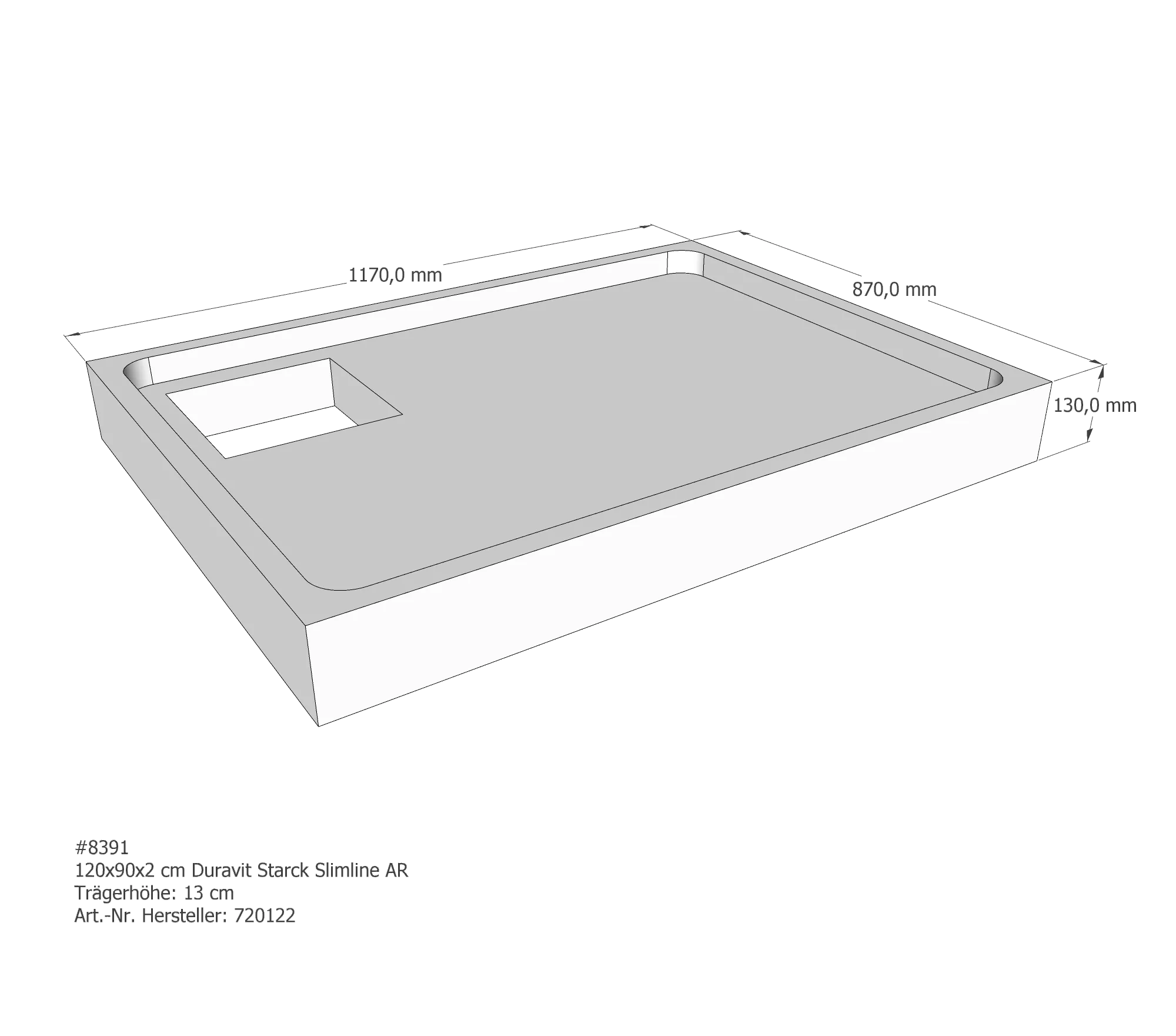 Duschwannenträger für Duravit Starck Slimline 120 × 90 × 2 cm Duschwannenträger für Duravit Starck Slimline 120 × 90 × 2 cm