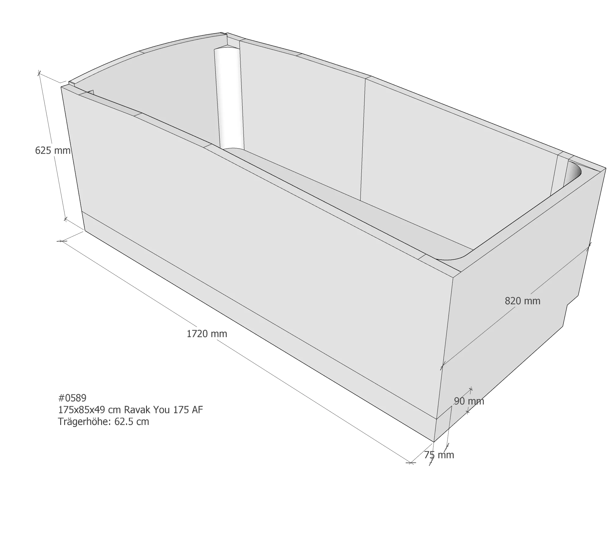 Badewannenträger passend für Ravak You 175 × 85 × 49 cm Badewannenträger passend für Ravak You 175 × 85 × 49 cm