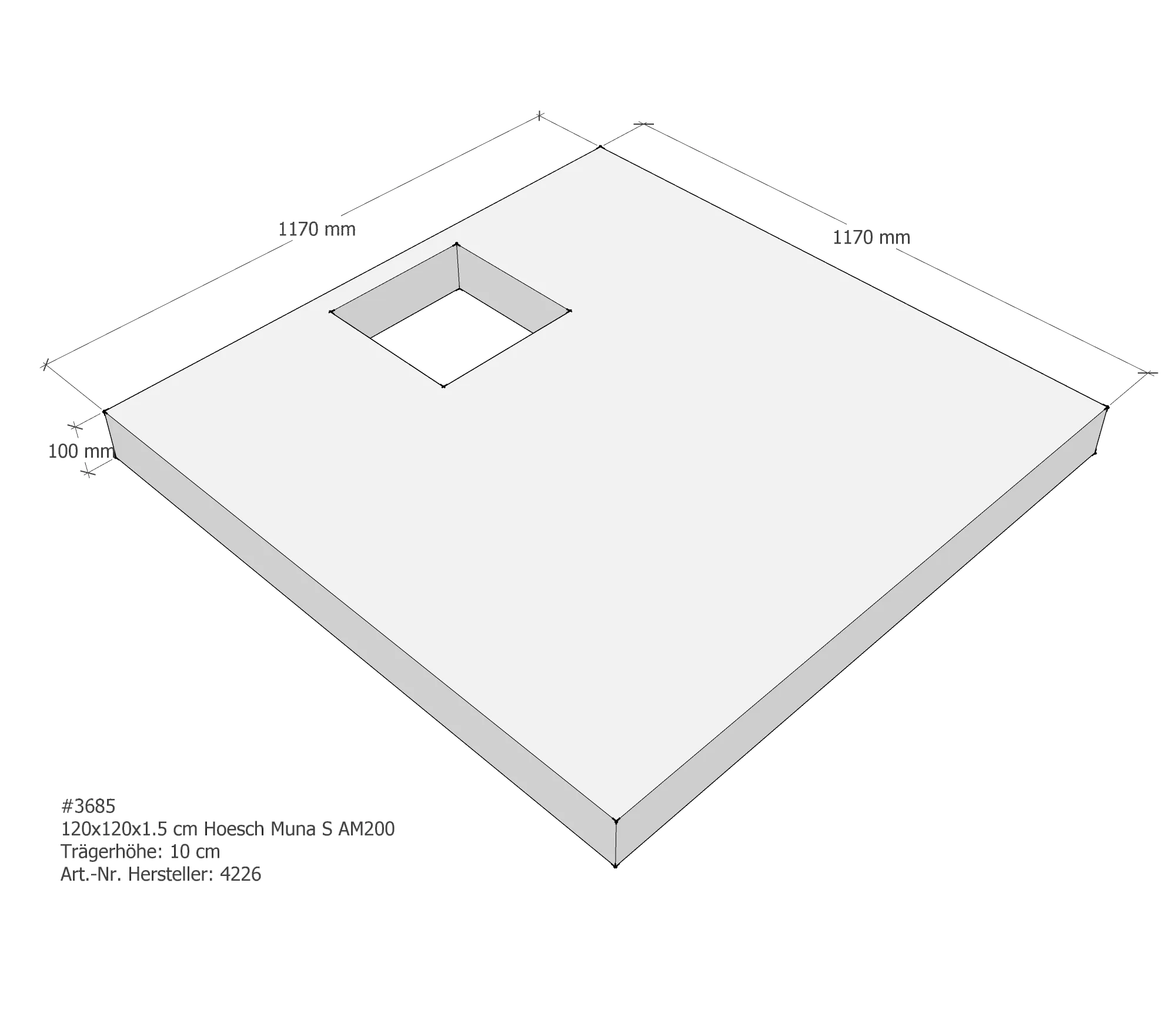 Duschwannenträger für Hoesch Muna S 120 × 120 × 1,5 cm Duschwannenträger für Hoesch Muna S 120 × 120 × 1,5 cm