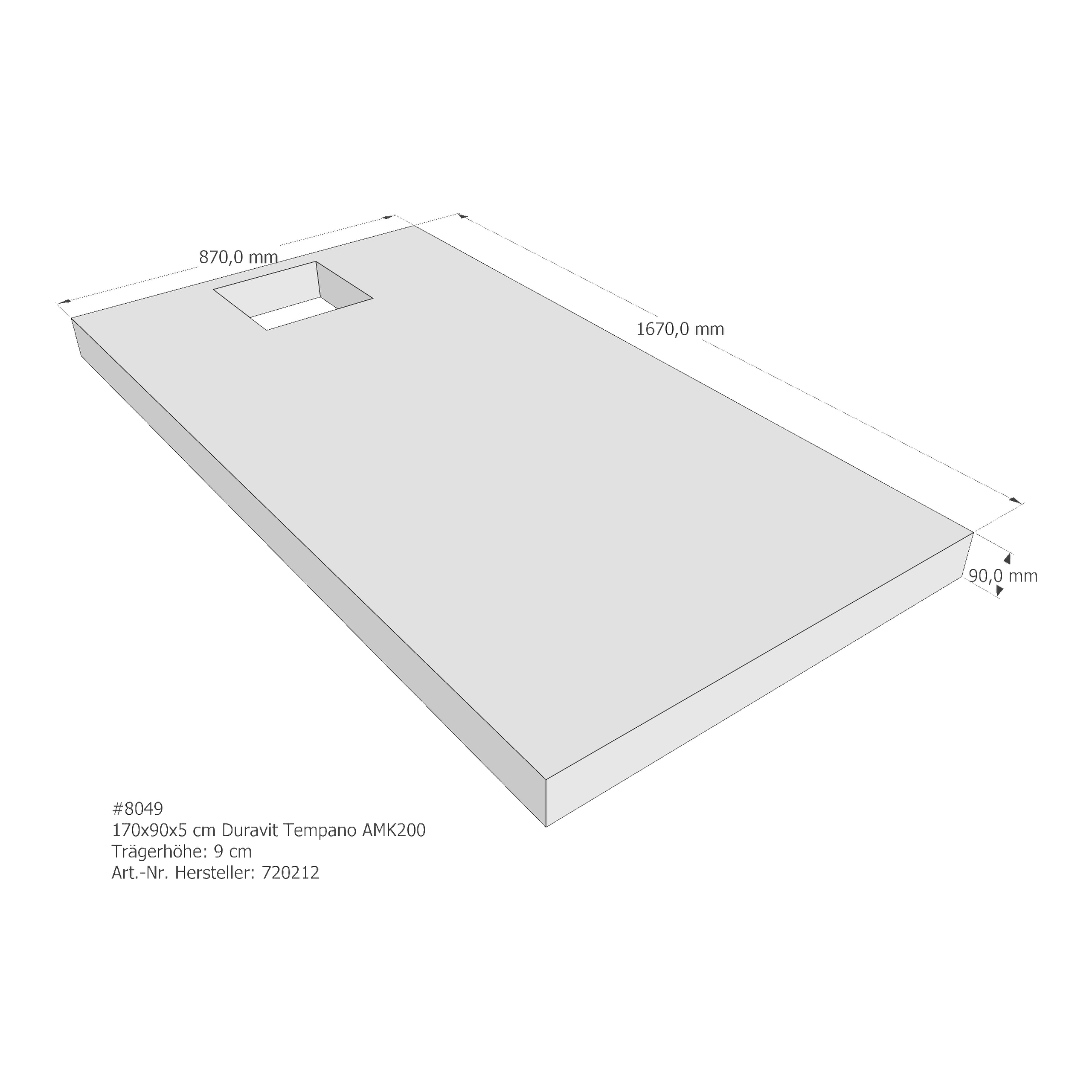Duschwannenträger für Duravit Tempano 170 × 90 × 5 cm Breite: 90 cm / Länge: 170 cm