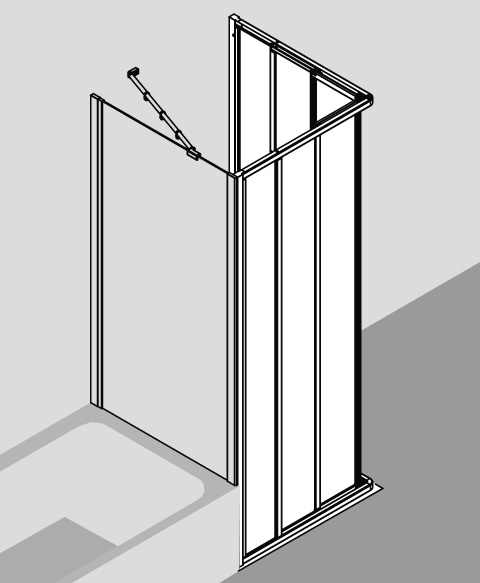 Kermi Duschtür Eckeinstieg 3-teilig (Gleittüren) Halbteil „IBIZA 2000“ 175 cm Glas Klar, Profile Silber Mattglanz, Anschlag links und rechts, Schiebetür dreiteilig