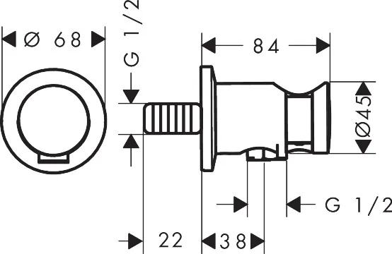 Hansgrohe AXOR One Portereinheit rund chrom - für Brauseschläuche mit konischer Mutter, integrierte Brausehalterfunktion, max. Durchflussmenge 15 l/min bei 3 bar, Metall, Rückflussverhinderer, Anschlussart G 1/2 Hansgrohe AXOR One Portereinheit rund chrom - für Brauseschläuche mit konischer Mutter, integrierte Brausehalterfunktion, max. Durchflussmenge 15 l/min bei 3 bar, Metall, Rückflussverhinderer, Anschlussart G 1/2