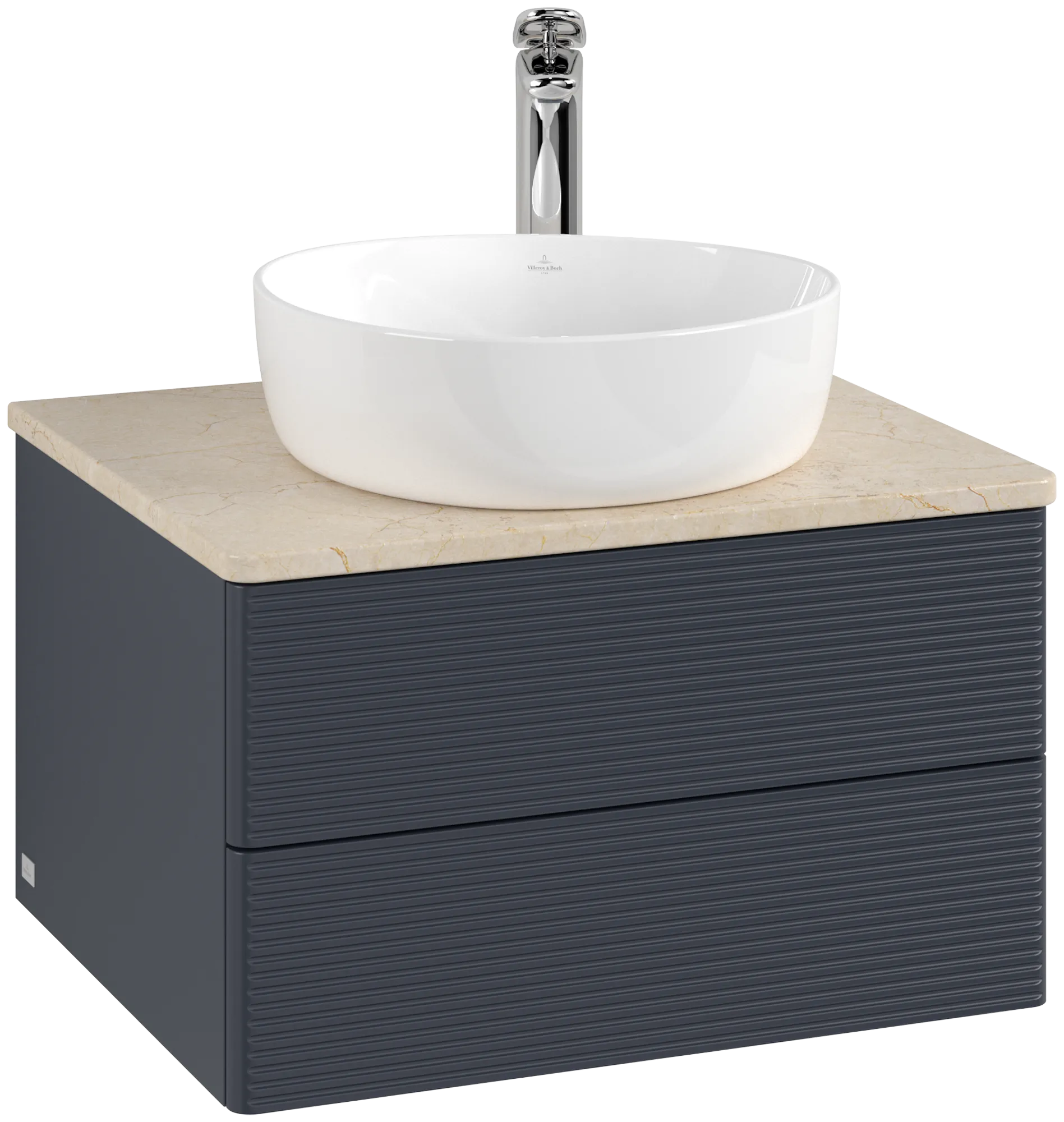 Villeroy & Boch Antao Waschbeckenunterschrank L18_5, 600x360x500mm, Midnight Blue Matt Lacquer / Botticino