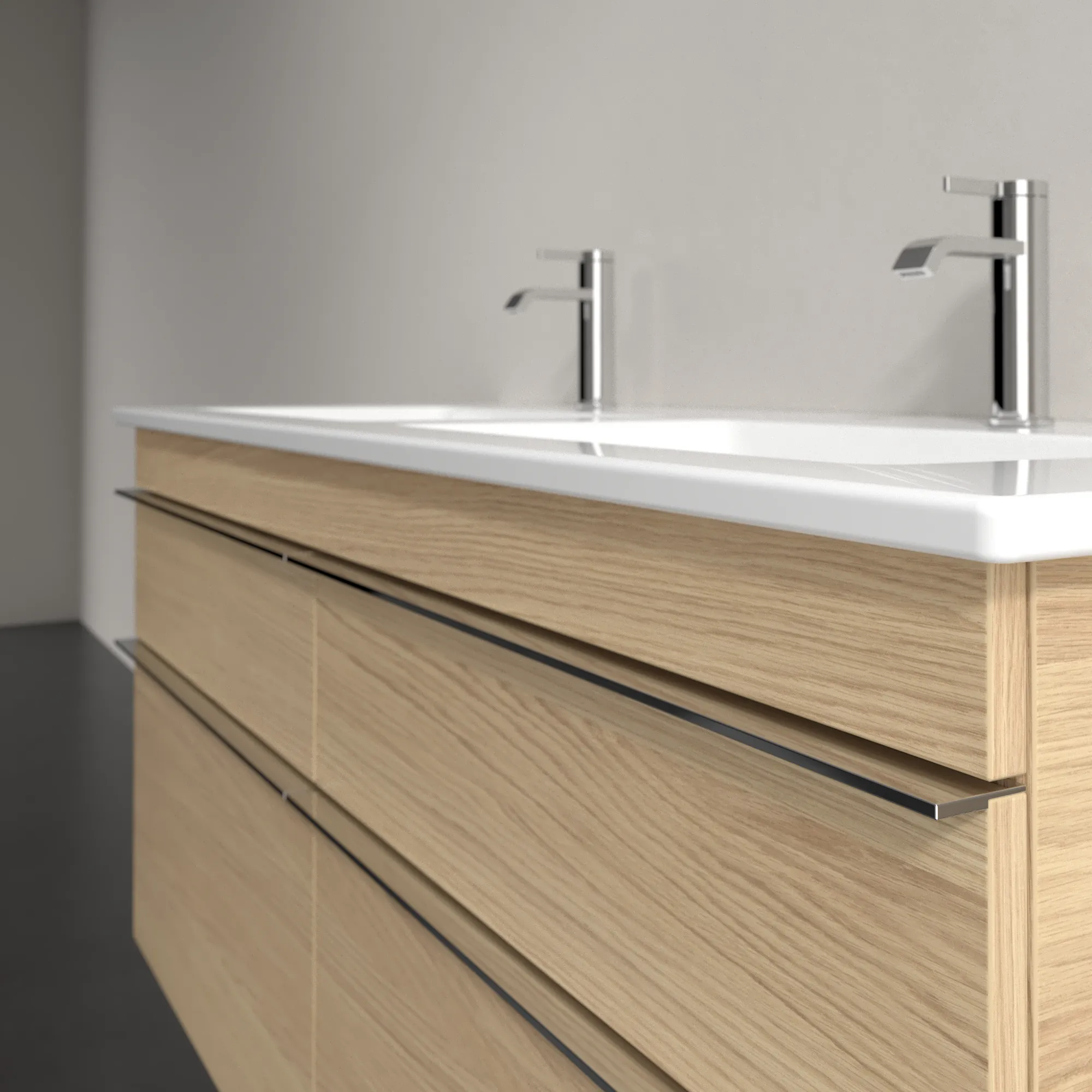 Villeroy & Boch Waschtischunterschrank „Venticello“ für Schrank-Doppelwaschtisch 1253 × 590 × 502 mm Nordic Oak, für links und rechts