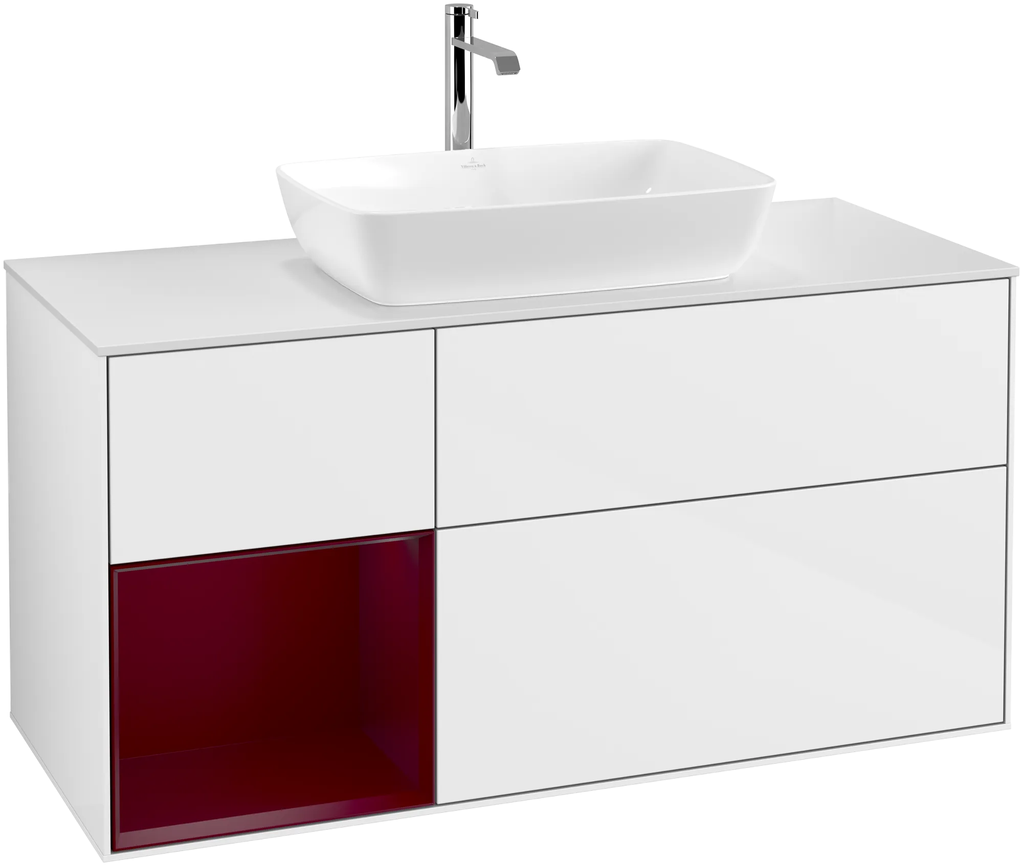 Villeroy & Boch Waschbeckenunterschrank Finion F82, 1200x603x501mm, Glossy White Lacquer / Peony Matt Lacquer / Glass White Matt