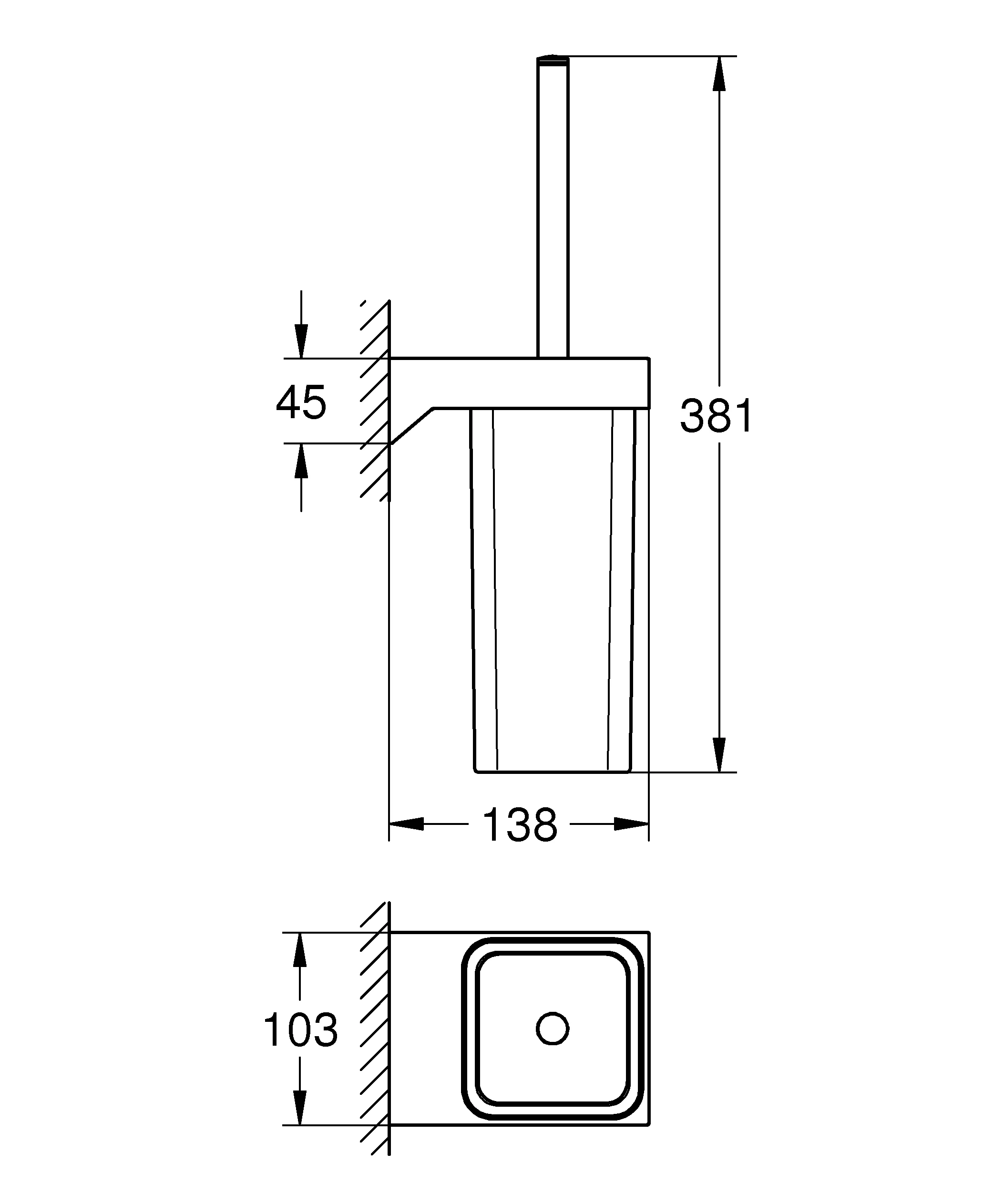 Grohe Toilettenbürstengarnitur „Selection Cube“ in matte black, Befestigung verdeckt