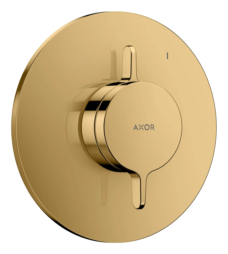Hansgrohe AXOR One Mischer Unterputz, 1 Verbraucher, Polished Gold Optic, flache Rosette, max. Durchfluss 29,5 l/min bei 3 bar, Geräuschgruppe I, Durchflussklasse B Hansgrohe AXOR One Mischer Unterputz, 1 Verbraucher, Polished Gold Optic, flache Rosette, max. Durchfluss 29,5 l/min bei 3 bar, Geräuschgruppe I, Durchflussklasse B