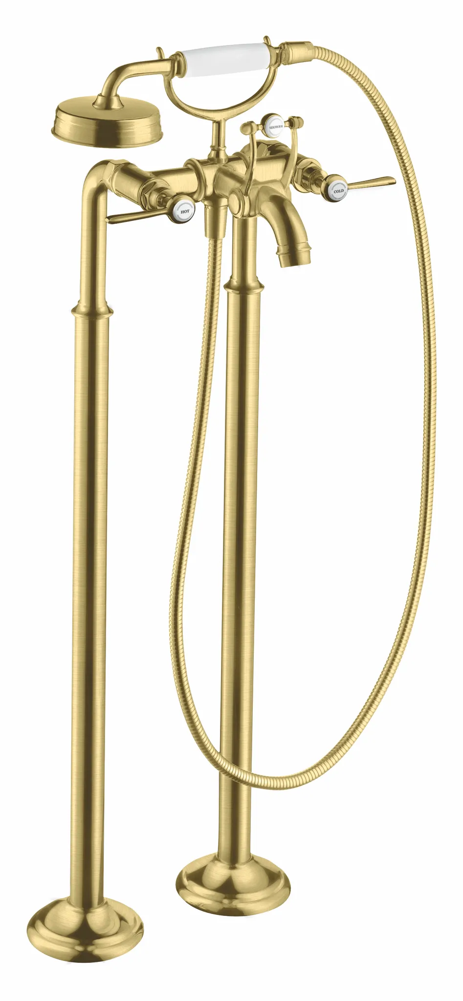 Hansgrohe AXOR Montreux 2-Griff Wannenarmatur bodenstehend Brushed Brass