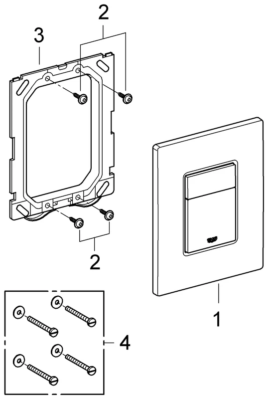 WC-Betätigung Skate Cosmopolitan 38732, 2-Mengen- und Start & Stopp-Betätigung, 156 x 197 mm, senkrechte und waagerechte Montage, chrom