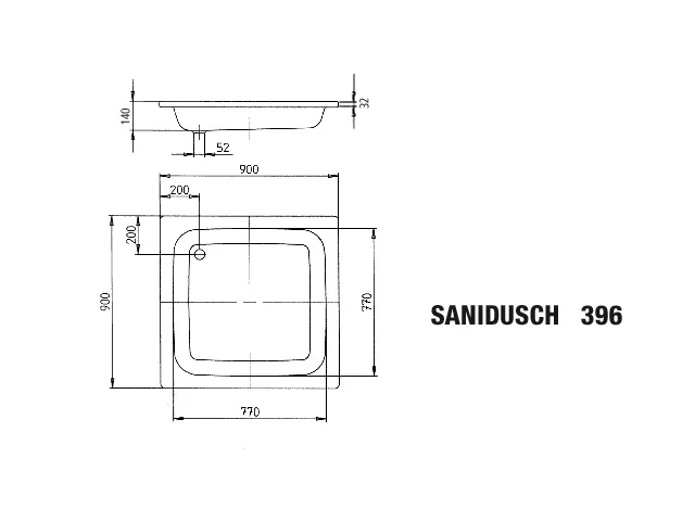 Kaldewei SANIDUSCH Duschwanne, alpinweiß, quadratisch 900x900 mm, 140 mm tief, erhöhter Einbau