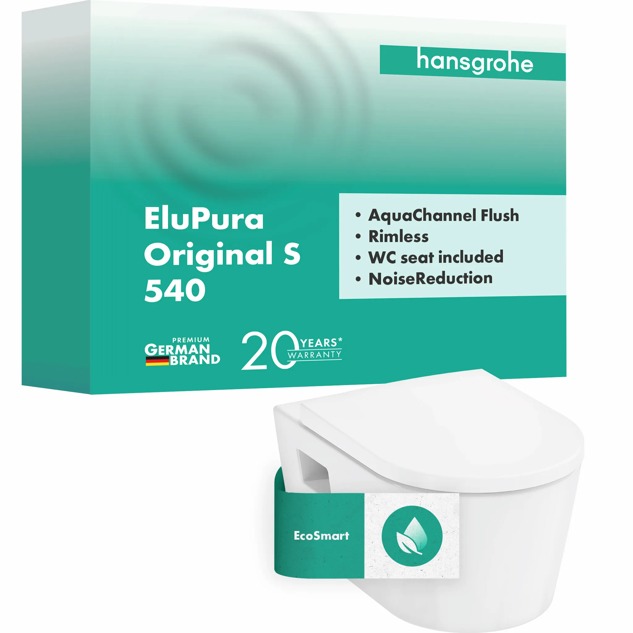 Hansgrohe EluPura Original S Wand WC Set 540 AquaChannel Flush, Weiß Hansgrohe EluPura Original S Wand WC Set 540 AquaChannel Flush, Weiß