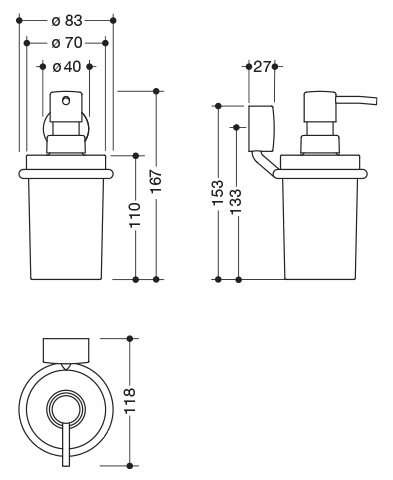 HEWI Seifenspender „System 815“ 11,8 × 8,3 × 16,7 cm