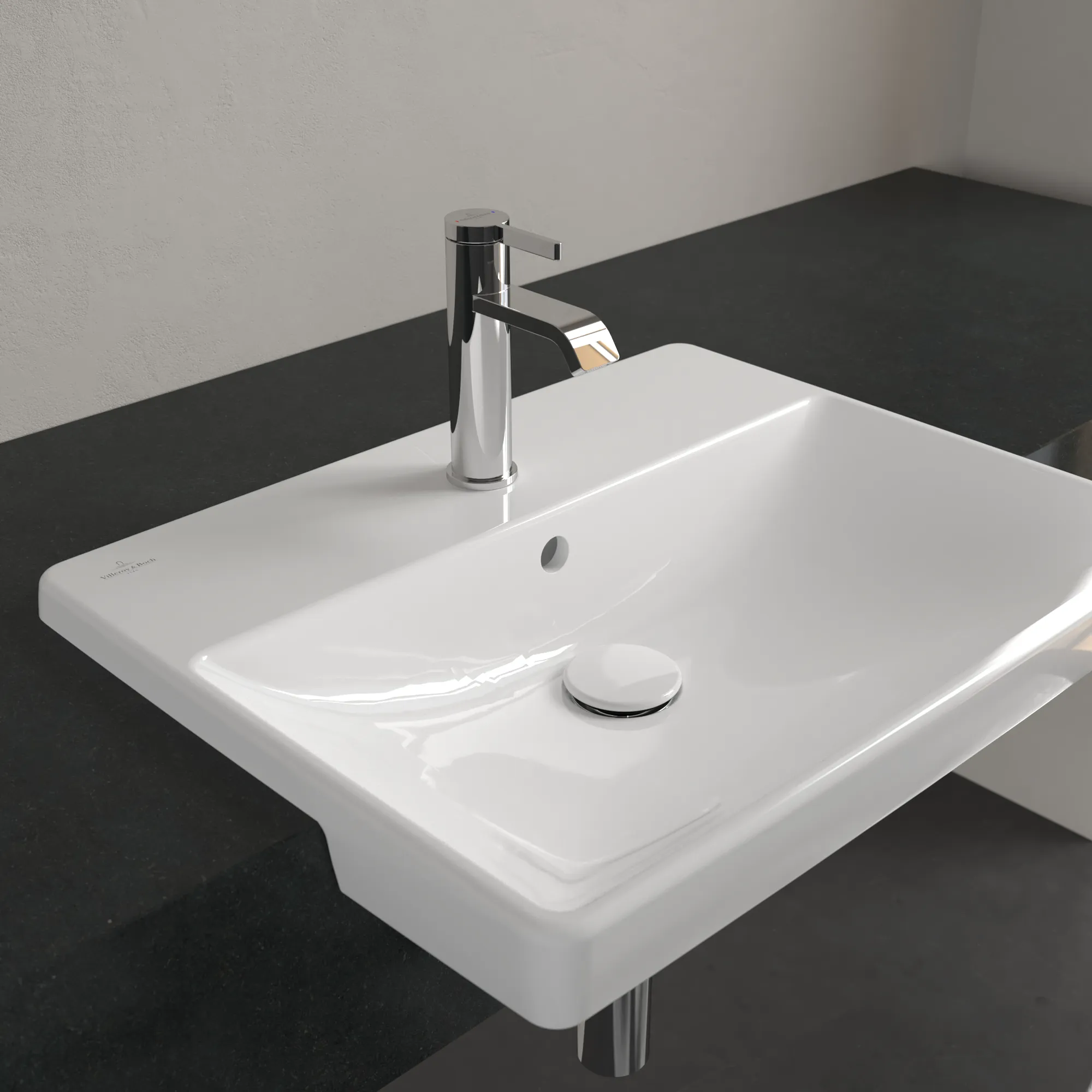 Villeroy & Boch Vorbauwaschbecken „Avento“ 550 × 440 × 145 mm, mit Hahnlochbohrung, Hahnlochposition mittig in Weiß Alpin Villeroy & Boch Vorbauwaschbecken „Avento“ 550 × 440 × 145 mm, mit Hahnlochbohrung, Hahnlochposition mittig in Weiß Alpin