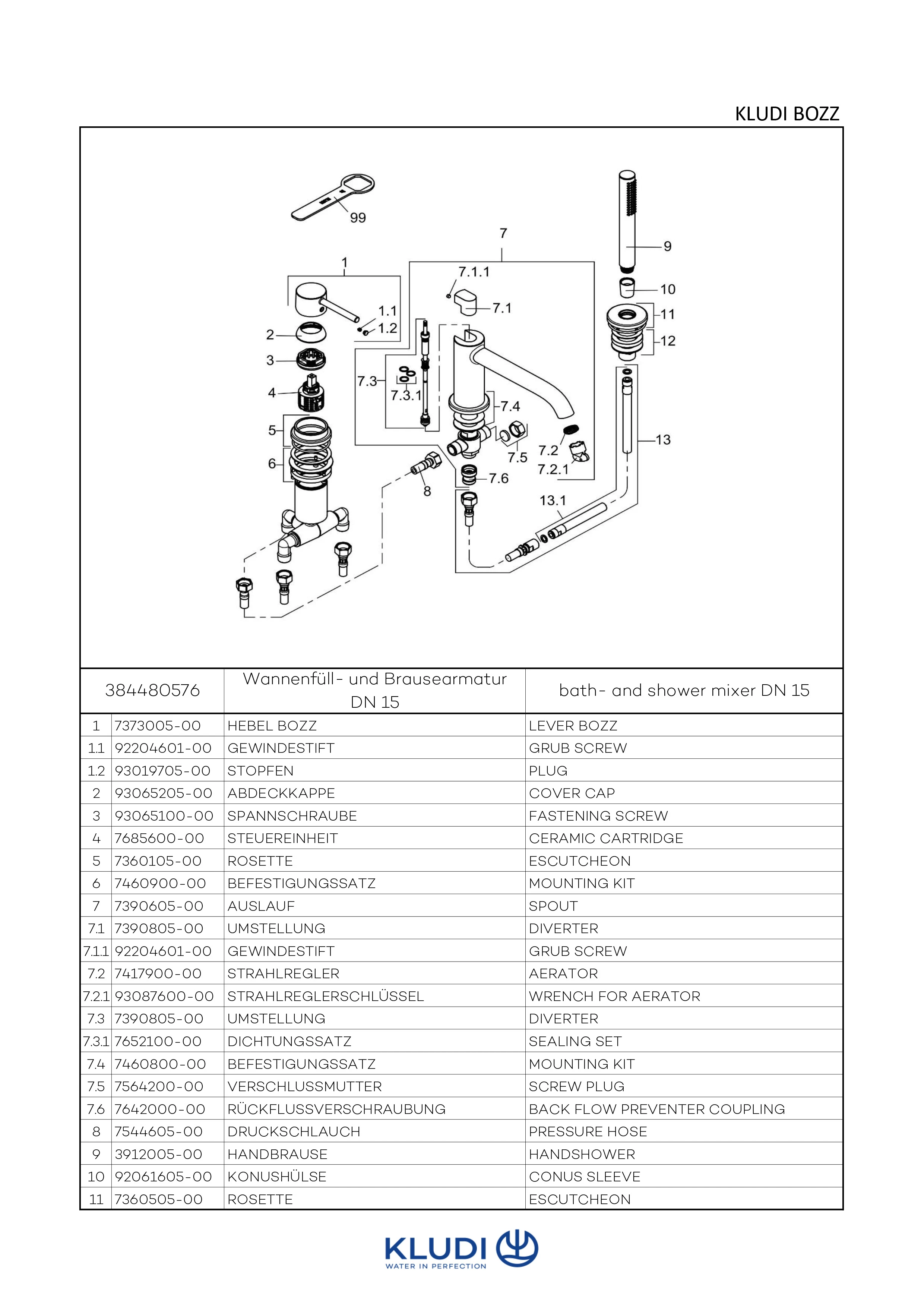 BOZZ 3Loch Wannenfüll und BrauseEinhandmischer chrom BOZZ 3Loch Wannenfüll und BrauseEinhandmischer chrom
