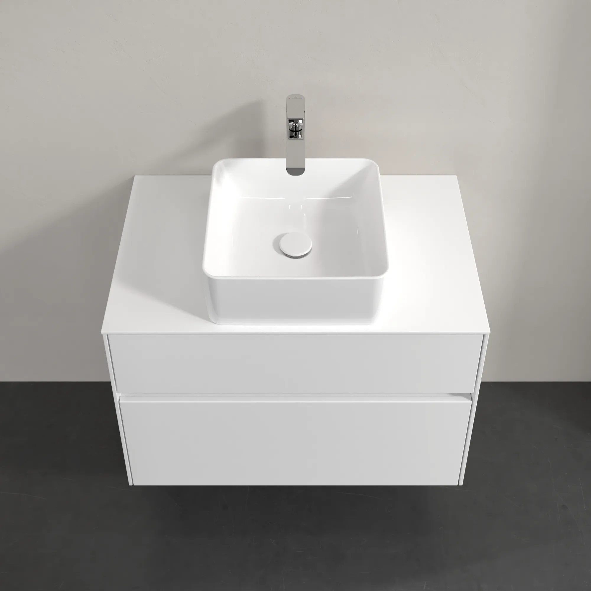 Villeroy & Boch Waschbeckenunterschrank Collaro C03700, Eckig White Matt, 800x548x500mm, mit SoftClosing, Hahnlochbohrung werkseitig vorgebohrt