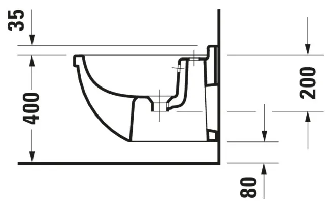 Duravit Wand-Bidet „Starck 3“, Befestigung sichtbar 35,5 × 54 × 32 cm Duravit Wand-Bidet „Starck 3“, Befestigung sichtbar 35,5 × 54 × 32 cm