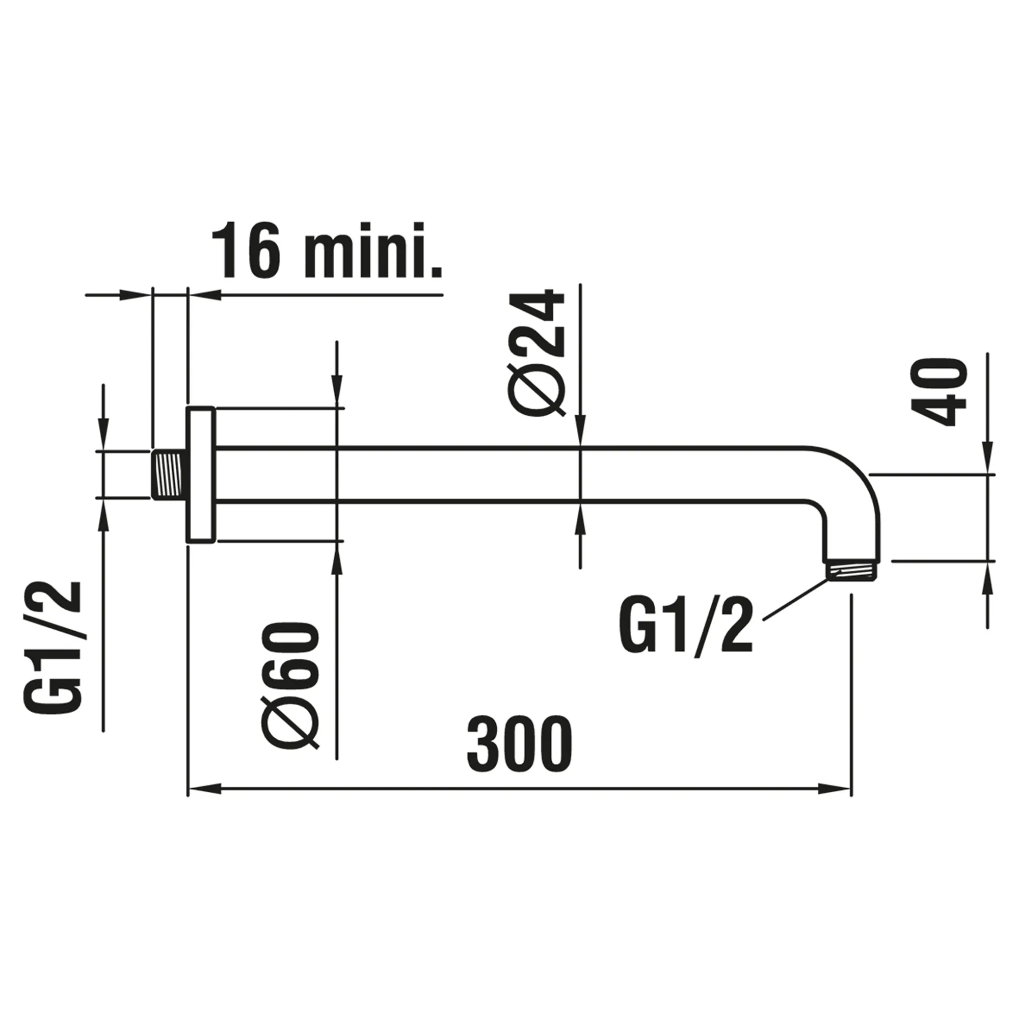 Laufen Brausewandarm, runde Rosette, 300mm Ausladung, chrom Laufen Brausewandarm, runde Rosette, 300mm Ausladung, chrom