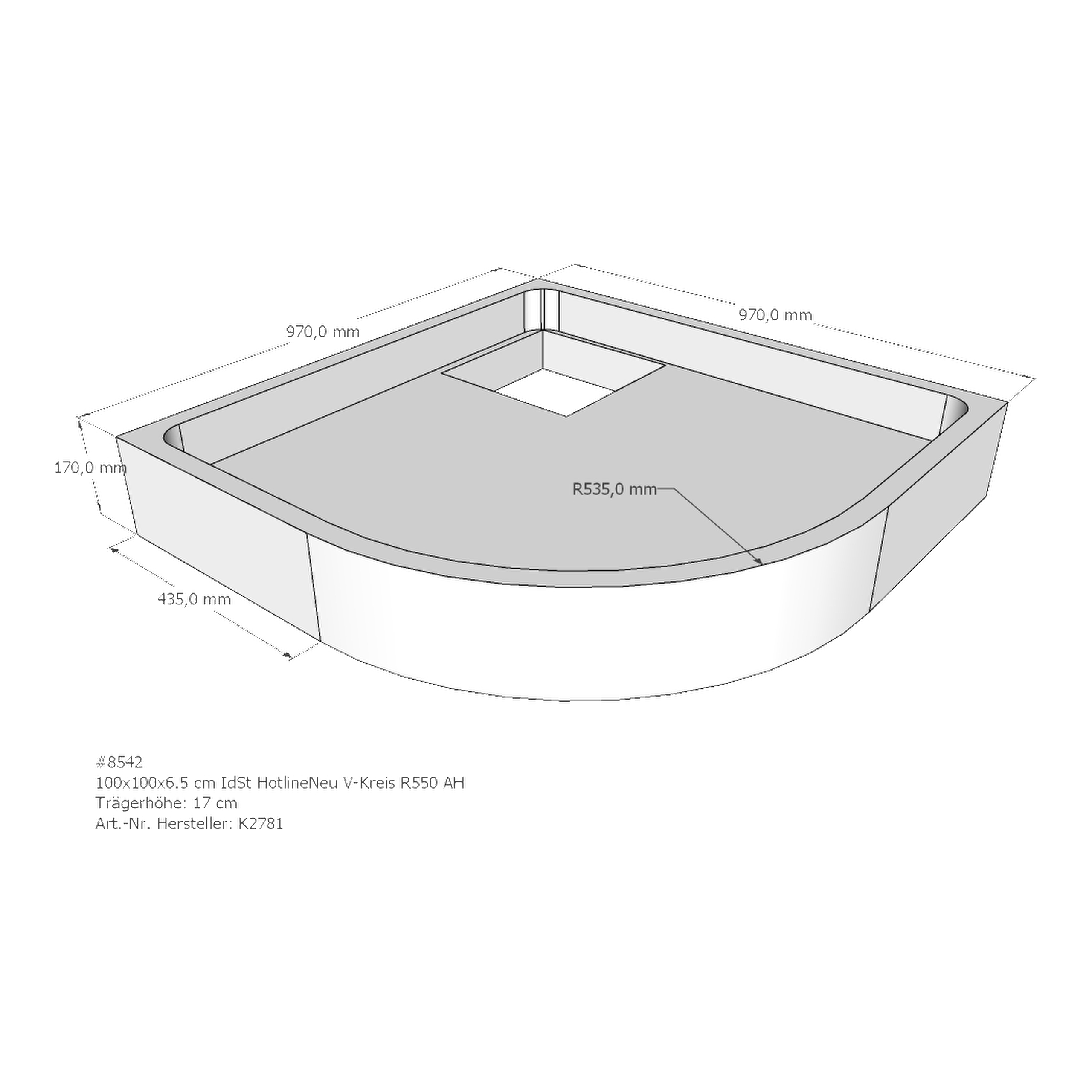 Duschwannenträger für Ideal Standard HotlineNeu 100 × 100 × 6,5 cm Duschwannenträger für Ideal Standard HotlineNeu 100 × 100 × 6,5 cm