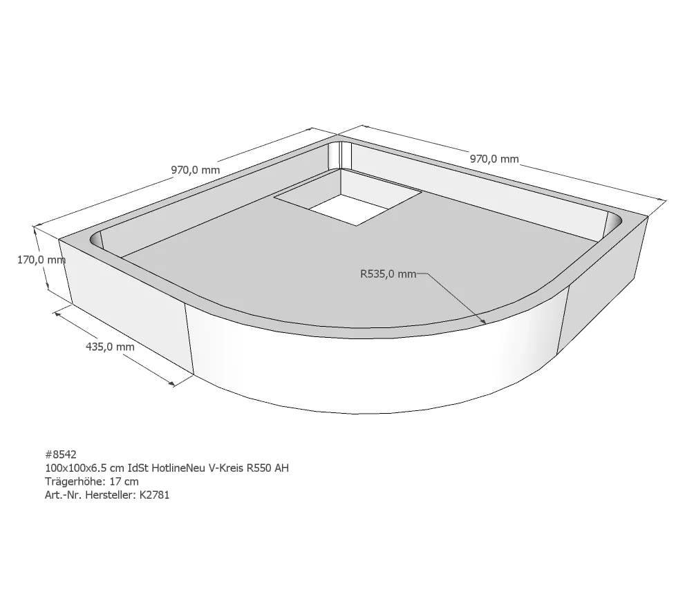 Duschwannenträger für Ideal Standard HotlineNeu 100 × 100 × 6,5 cm Duschwannenträger für Ideal Standard HotlineNeu 100 × 100 × 6,5 cm