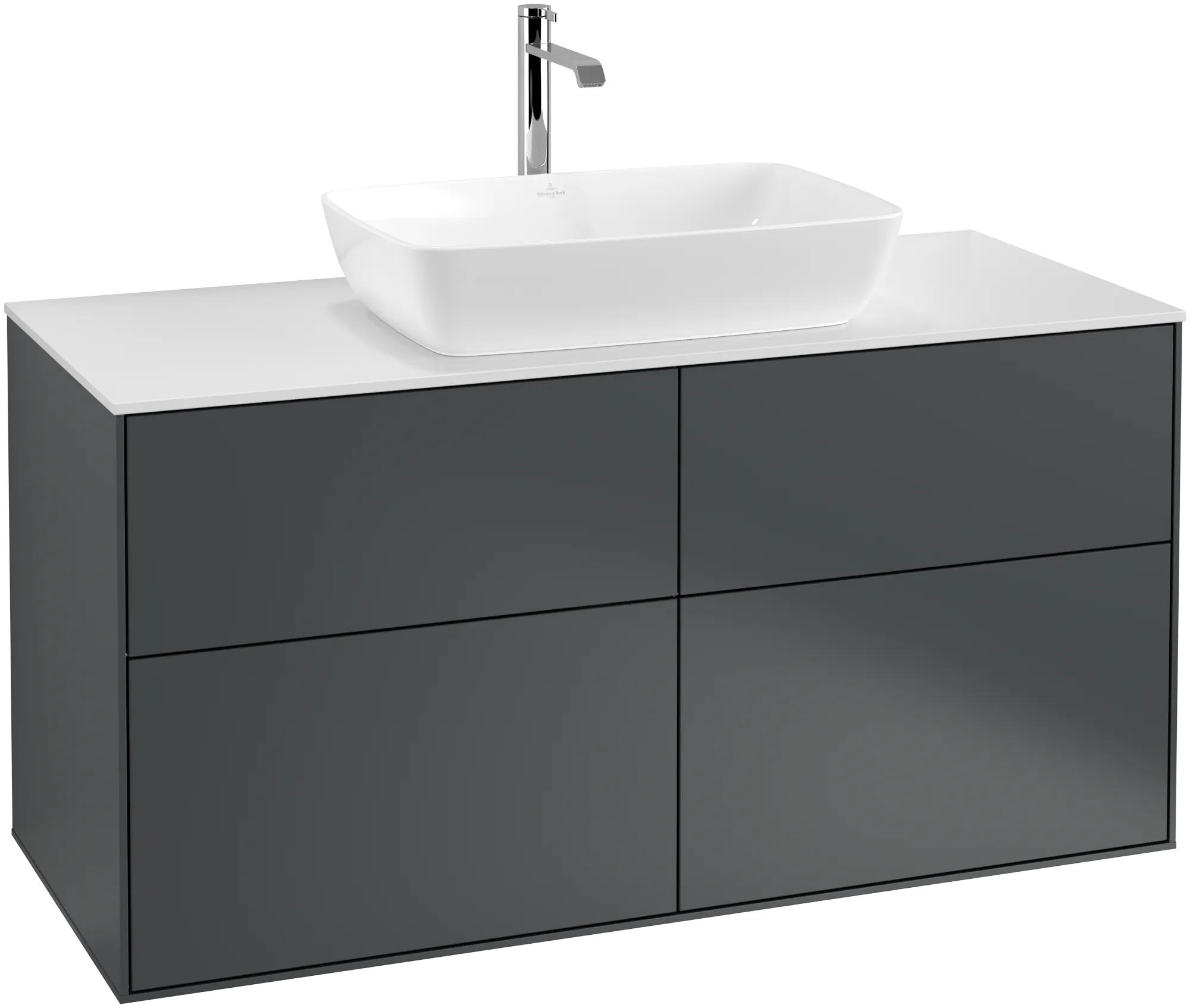 Villeroy & Boch Finion Waschbeckenunterschrank G79, 1200x603x501mm, Midnight Blue Matt Lacquer / Glass White Matt