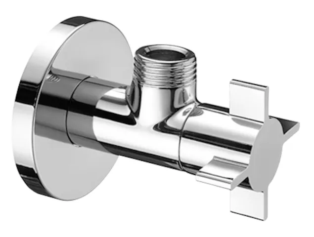 Design-Eckventil mit Regulierfunktion 4WING, Schubrosette Ø 60 mm, DN 15 G 1/2 AG, DN 15 G 1/2 AG, chrom Design-Eckventil mit Regulierfunktion 4WING, Schubrosette Ø 60 mm, DN 15 G 1/2 AG, DN 15 G 1/2 AG, chrom