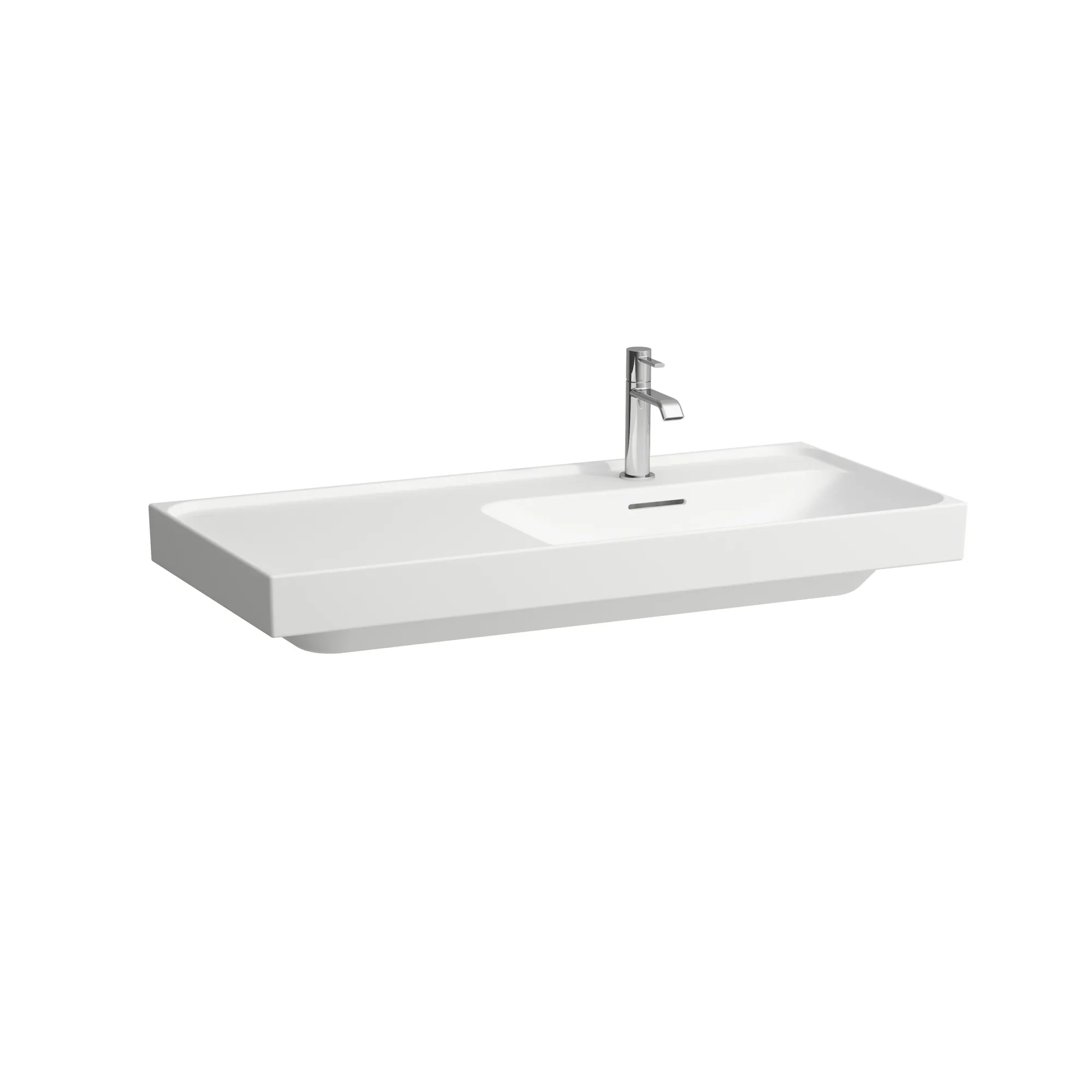 Waschtisch MEDA 460x1000x160 Ablage links 1 Hahnloch mit Überlauf Weiß