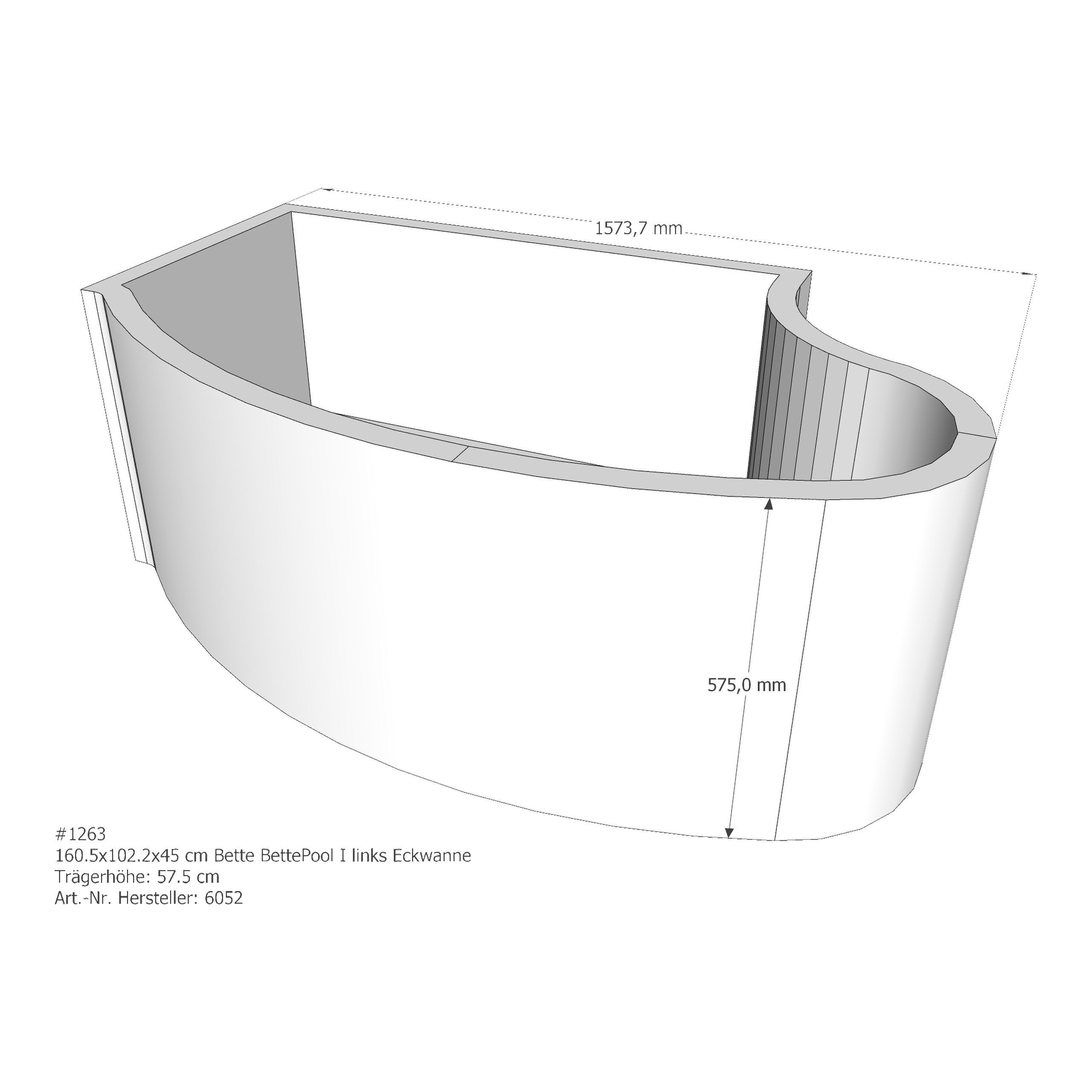 Badewannenträger für Bette Pool I links links 160,5 × 102,2 × 45 cm Ausführung: links Badewannenträger für Bette Pool I links links 160,5 × 102,2 × 45 cm Ausführung: links