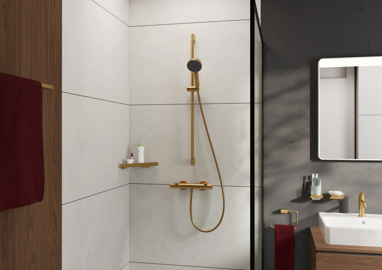 Brausestange Unica/Pulsify 900mm mit Push Schieber und Brauseschlauch chrom
