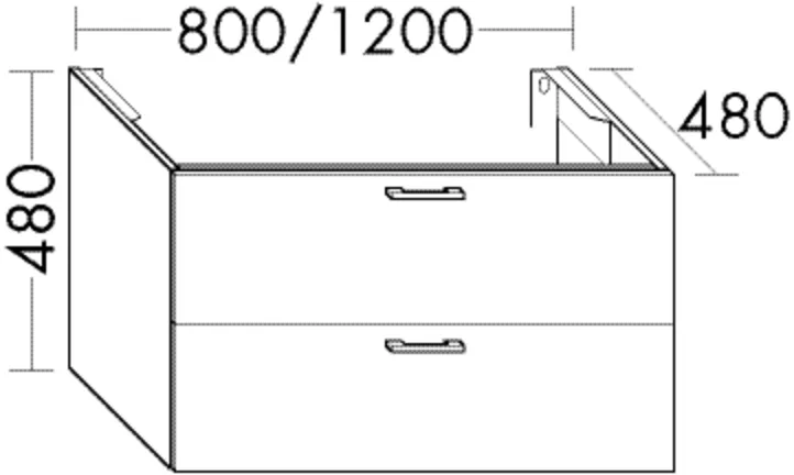 burgbad Waschtischunterschrank Sys30, 1 Schublade oben, 1 Auszug unten, 480x1200x480 mm, inkl. Metallkonsolen und cleanFlow