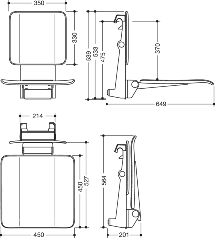 Einhängesitz „System 900“ in Weiß tiefmatt / Signalweiß matt Einhängesitz „System 900“ in Weiß tiefmatt / Signalweiß matt