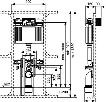 TECEprofil WC-Anschlusseinheit mit Uni-Spülkasten TECEprofil WC-Anschlusseinheit mit Uni-Spülkasten