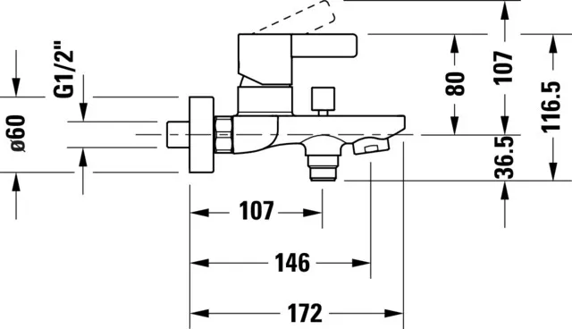 Einhand-Wannenarmatur „D-Neo“ Ausladung 146 mm in Chrom Einhand-Wannenarmatur „D-Neo“ Ausladung 146 mm in Chrom