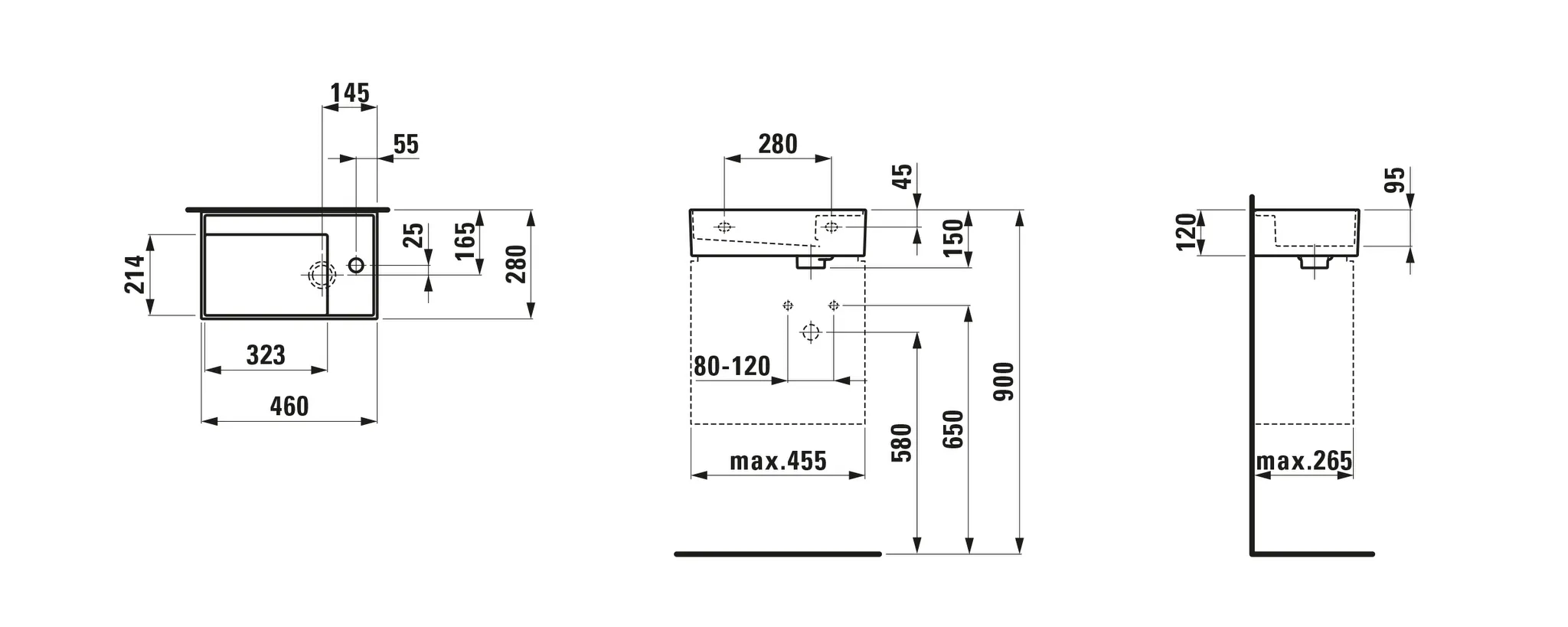 Handwaschbecken Kartell • 280x460x150 asymmetrisch 1 Hahnloch ohne Überlauf versteckter Ablauf mit Armaturenbank rechts weiß Handwaschbecken Kartell • 280x460x150 asymmetrisch 1 Hahnloch ohne Überlauf versteckter Ablauf mit Armaturenbank rechts weiß