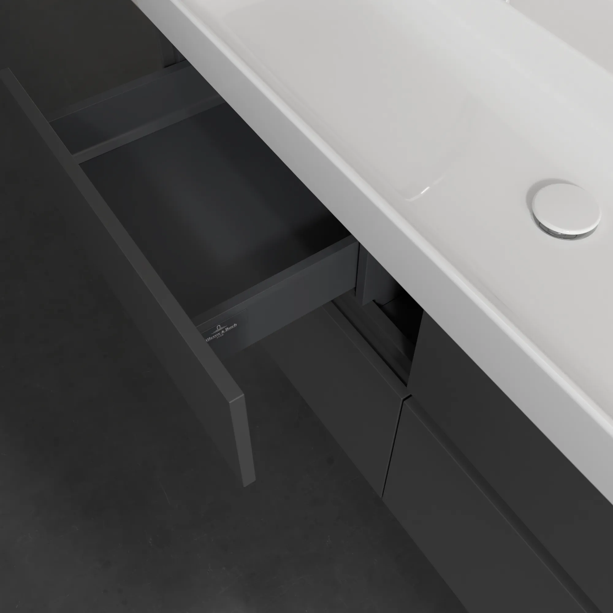 Villeroy & Boch Waschtischunterschrank „Collaro“ 1154 × 546 × 444 mm Graphite, für Becken mittig, mit Beleuchtung Villeroy & Boch Waschtischunterschrank „Collaro“ 1154 × 546 × 444 mm Graphite, für Becken mittig, mit Beleuchtung