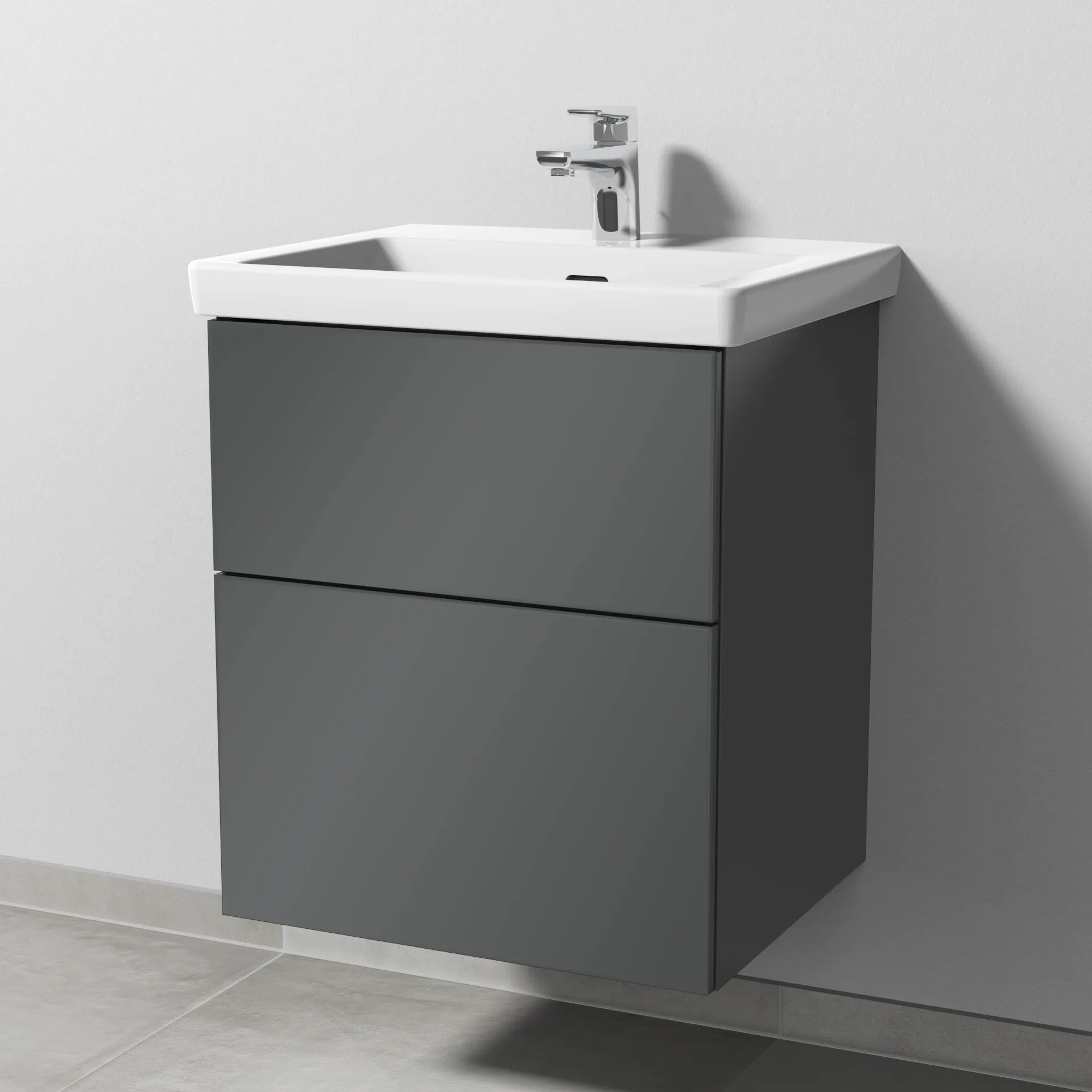 Sanipa Waschtischunterschrank „3way“ 507 × 588 × 432 mm in Anthrazit (glanz), Becken mittig