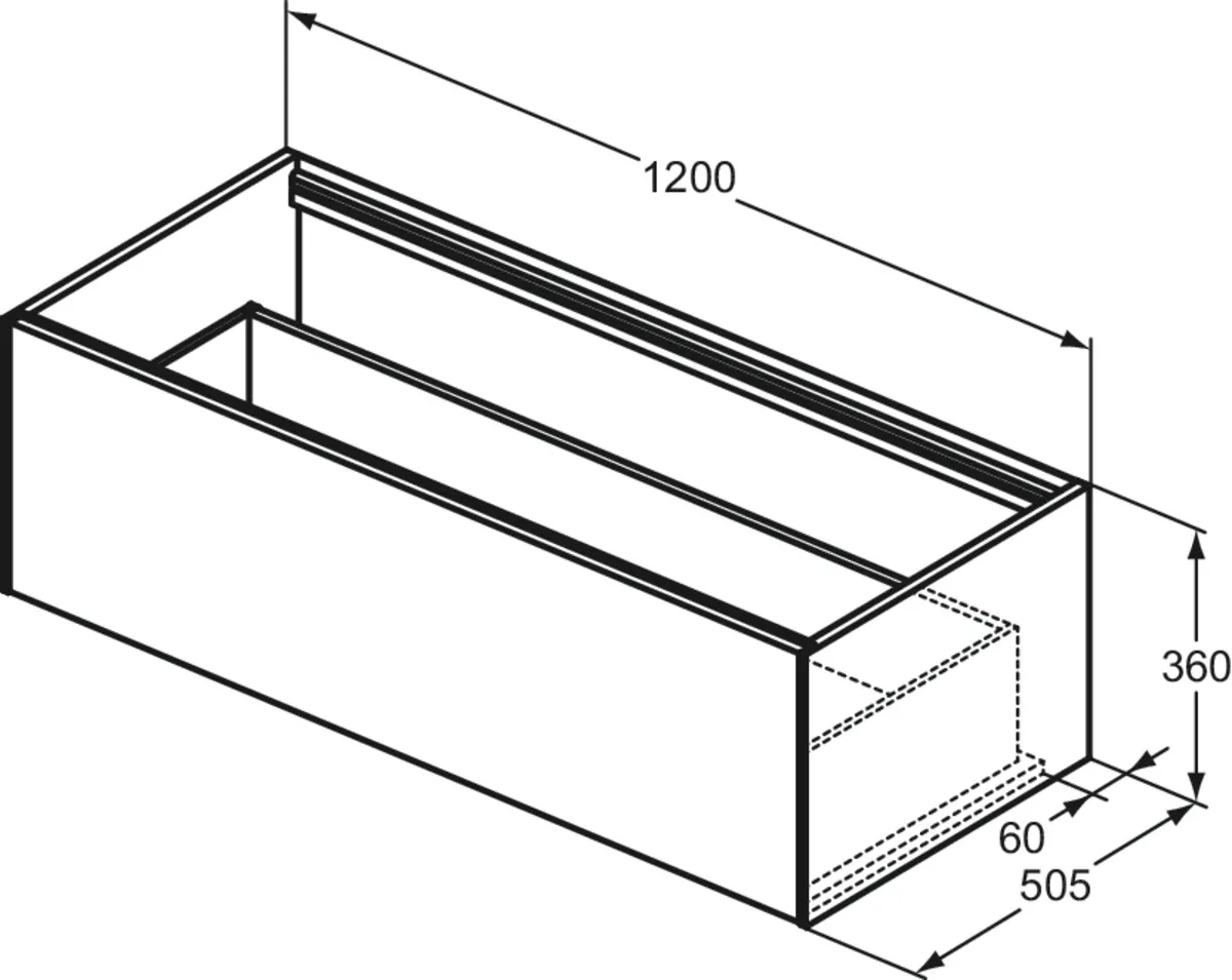 Ideal Standard Waschtischunterschrank „Conca“ 120 × 36 × 50,5 cm Eiche geflammt Furnier