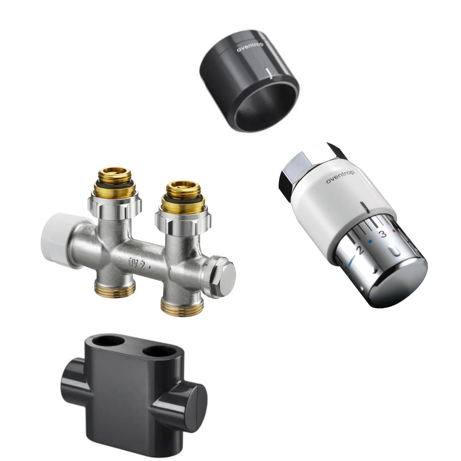 Design in Bad Anschlussgarnitur inkl. Thermostat für Heizkörper mit 50 mm Anschluss Durchgangsform „Multiblock T“ in anthrazit Farbe: Anthrazit Design in Bad Anschlussgarnitur inkl. Thermostat für Heizkörper mit 50 mm Anschluss Durchgangsform „Multiblock T“ in anthrazit Farbe: Anthrazit