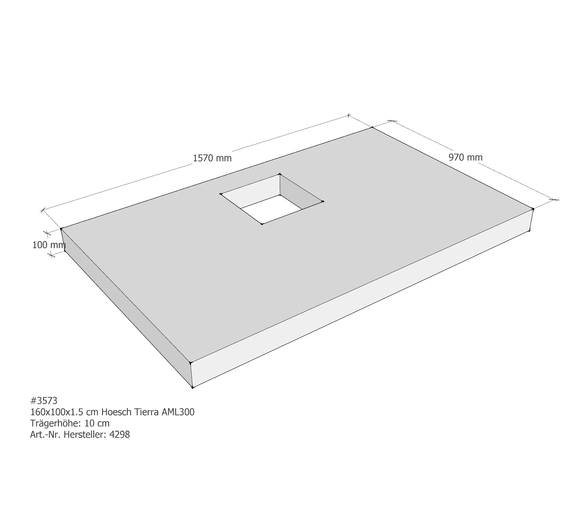 Duschwannenträger passend für Hoesch Tierra 160 × 100 × 1,5 cm