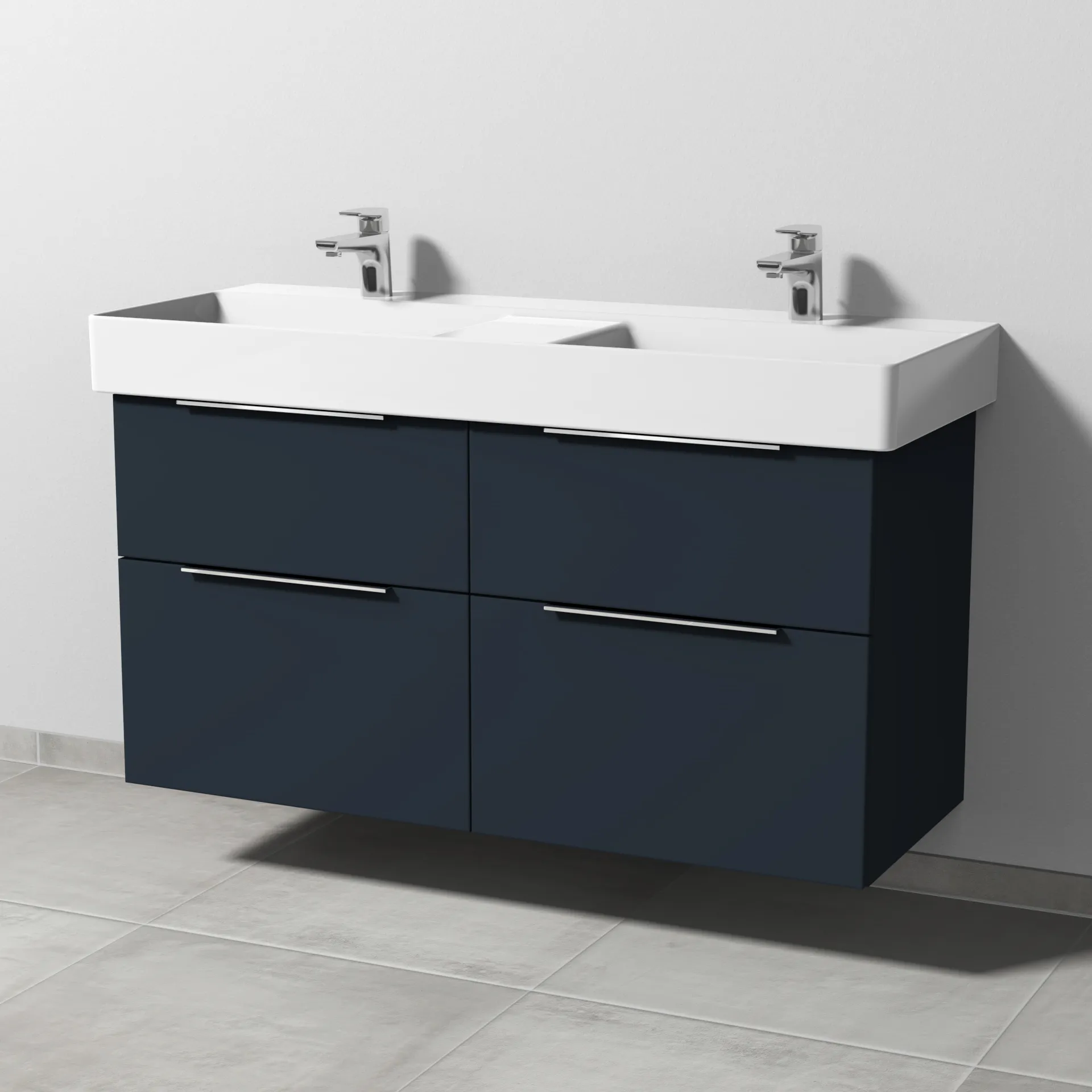 Sanipa Waschtischunterschrank „3way“ passend zu Keramik-Waschtische Dura Square von Duravit 1140 × 588 × 447 mm in Marine (matt)