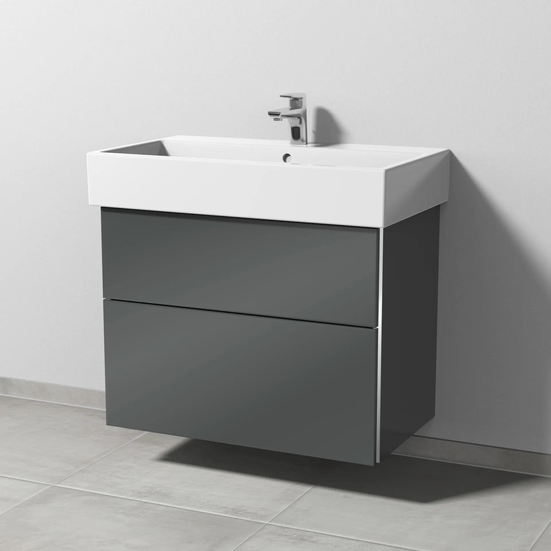 Sanipa Waschtischunterschrank „3way“ passend zu Keramik-Waschtische Vero Air von Duravit 750 × 591 × 447 mm in Anthrazit (glanz)