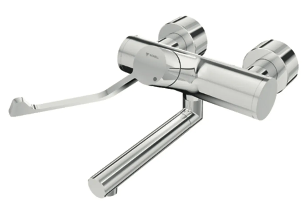 Aufputz-Waschtisch-Armatur VITUS VW-AH-M, Mischwasser, Auf/Kalt/Warm, 2 RFV, 2x DN 15 G 1/2 AG, Ausladung bis Mitte Strahlregler: 270 mm, chrom