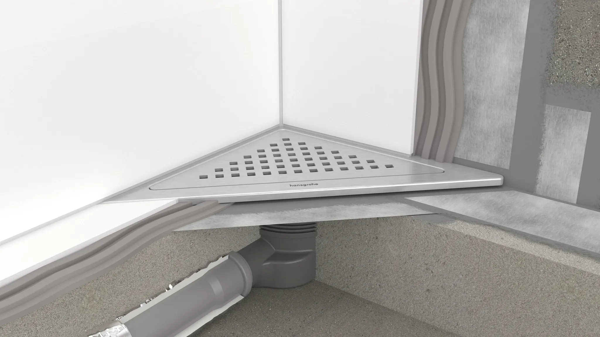 Hansgrohe Duschrinne „RainDrain Corner“ in Edelstahl Hansgrohe Duschrinne „RainDrain Corner“ in Edelstahl