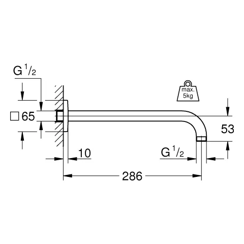Grohe Rainshower Brausearm 27488, Ausladung 286mm, eckige Rosette, chrom Grohe Rainshower Brausearm 27488, Ausladung 286mm, eckige Rosette, chrom