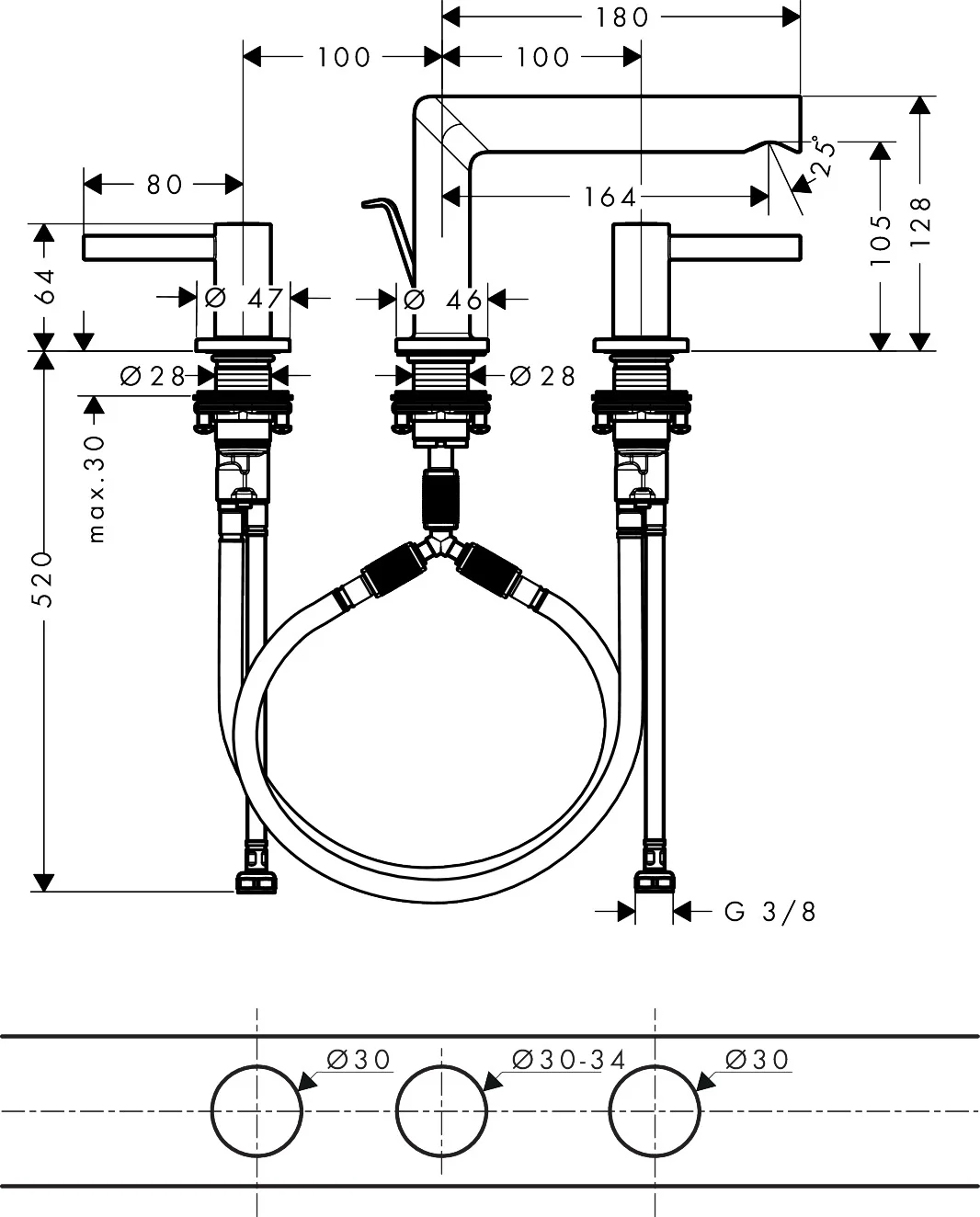 Hansgrohe Zesis S 3-Loch Waschtischarmatur in Chrom mit Zugstangen-Ablaufgarnitur, ComfortZone 100, Ausladung 164 mm, Auslaufhöhe 105 mm Hansgrohe Zesis S 3-Loch Waschtischarmatur in Chrom mit Zugstangen-Ablaufgarnitur, ComfortZone 100, Ausladung 164 mm, Auslaufhöhe 105 mm