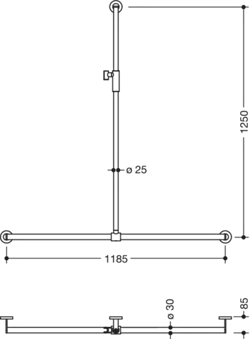 HEWI Haltegriff „System 900“, Befestigung verdeckt HEWI Haltegriff „System 900“, Befestigung verdeckt
