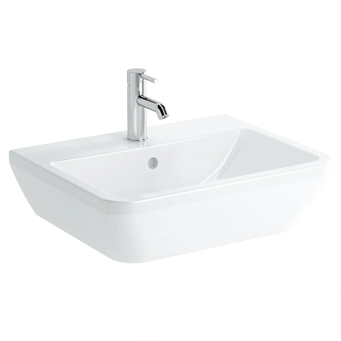 VitrA Integra Waschtisch 60 x 47 cm eckig mit Hahnloch mit Überlauf Weiß Hochglanz