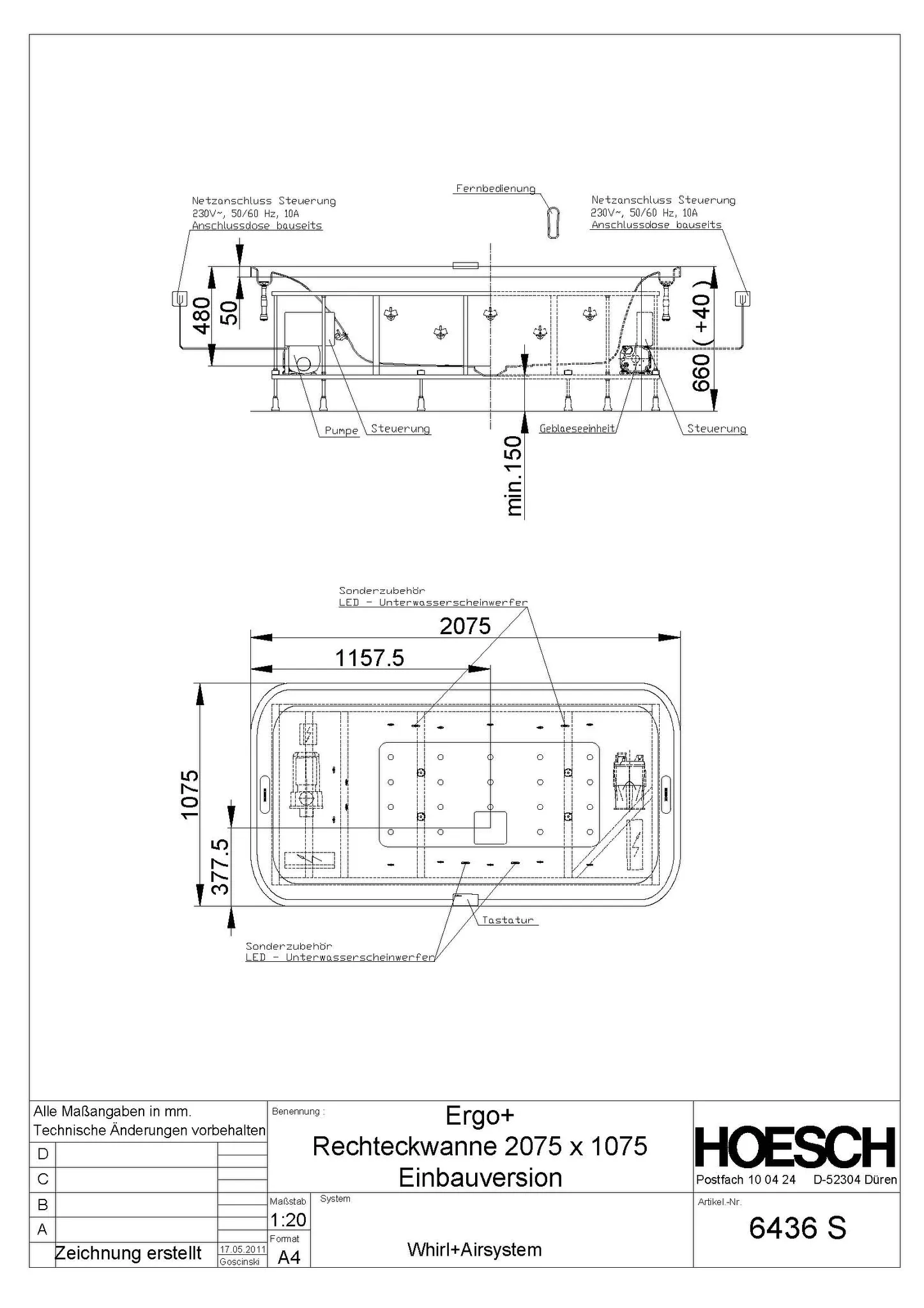 Hoesch Whirlwanne „Ergo+“ mit Whirlsystem freistehend rechteck 207,5 × 107,5 cm in Weiß Hoesch Whirlwanne „Ergo+“ mit Whirlsystem freistehend rechteck 207,5 × 107,5 cm in Weiß