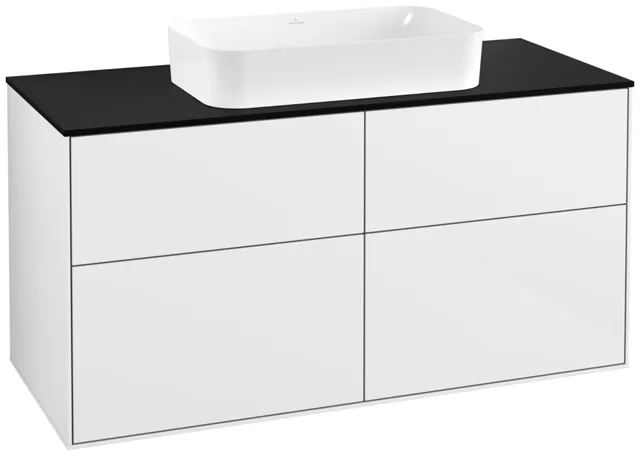 Villeroy & Boch Finion Waschbeckenunterschrank G26 1200x603x501mm Glossy White Lacquer / Glass Black Matt Villeroy & Boch Finion Waschbeckenunterschrank G26 1200x603x501mm Glossy White Lacquer / Glass Black Matt
