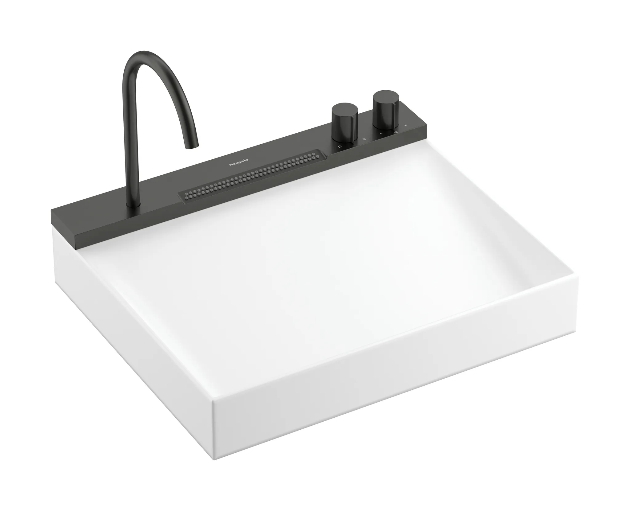 Hansgrohe Avalegra AquaUnit 58 cm, Brushed Black Chrome, SolidSurface, matt, Aufsatz und wandhängend, 7 l/min Durchfluss